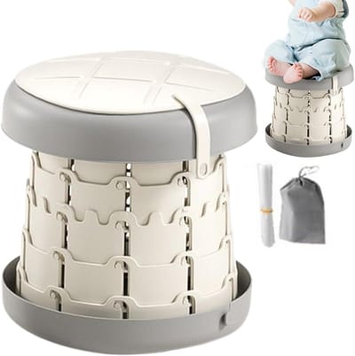 Kinderreispotje Opvouwbaar - Draagbaar Toilet - Onderweg Zindelijk - Antislip & Compact - 25.8 x 26.8 cm - Grijs