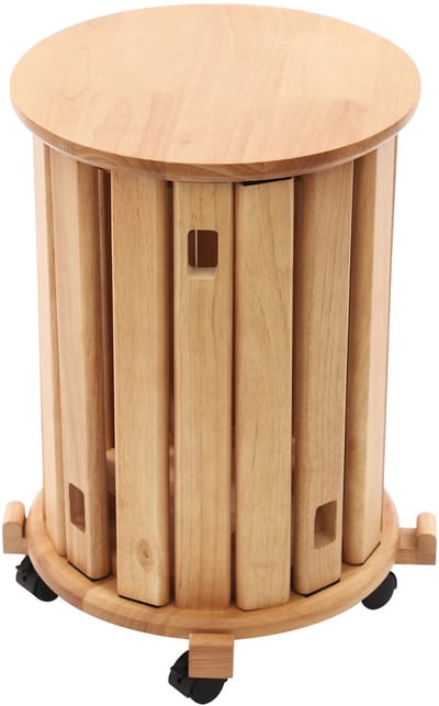 Kruk-Houten krukje- 4 Stuks ruimtebesparende stapelbare krukjes- 4-in-1-Moderne houten-Kersenhout Kleur.