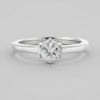 Cavill - 925 Sterling Zilver Ring met 0,659 ct Cambodjaanse Zirkoon - Platina Plating - Ronde Slijpsel - Elegant & Tijdloos Design