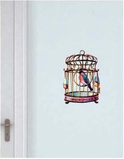 Muursticker Vogelkooitje blauw