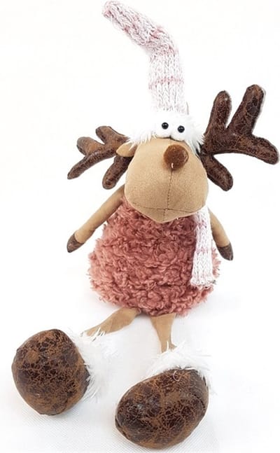 Mansion atmosphere - Stoffen rendier met hangende benen - Kerstdecoratie - 15x10x48 cm