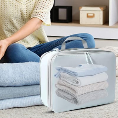 Compressiezak Reizen - Ruimtebesparende Tas - Bagage Organiseren - Waterdicht Ontwerp - 41 x 31 x 3 cm - Blauw