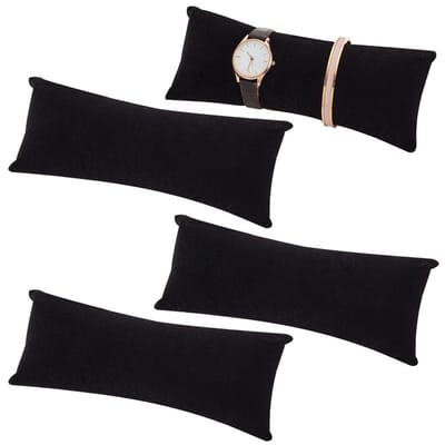 Allecto - Fluwelen Horloge Display Kussen - Sieraden Opbergkussen - 4 Stuks - Zwart - Armband Display - Perfect voor Thuisgebruik - Voor Volwassenen