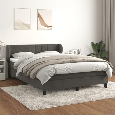 vidaXL - Boxspring - met - matras - fluweel - donkergrijs - 140x190 - cm