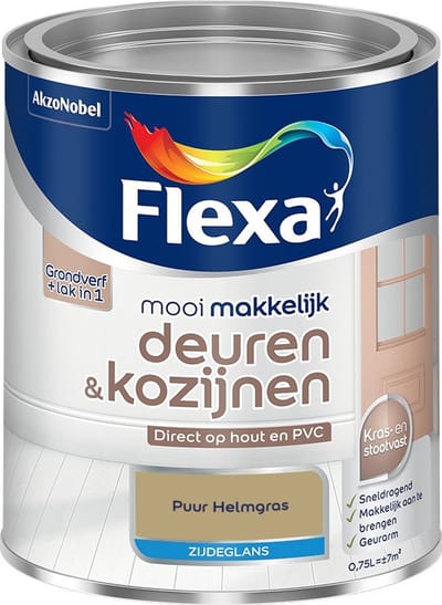 Flexa - Mooi Makkelijk Deuren & Kozijnen Zijdeglans - Puur Helmgras - Mengverf - 750 Ml