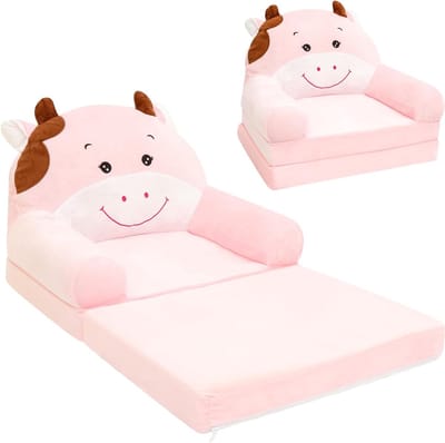 Vouwbare 2-in-1 Speelbank voor Kinderen, Hoogstoel met Slaapfunctie, Zacht en Stevig Mini Lounger voor Thuis en Buiten, Ideaal voor Spelen en Ontspannen