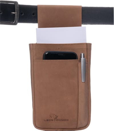 LeonDesign - 26-SH1451-11 -hunter bruin - leer - enkele - holster - holster horeca - horeca houder - kelner holster - holster kapper - holster scharen - holsterzakken - kelnerbeurs holster
