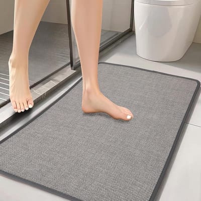 Badmat - Badkamertapijt - Badkamer Vloer Beschermen - Sneldrogend - 96 x 61 cm - Grijs