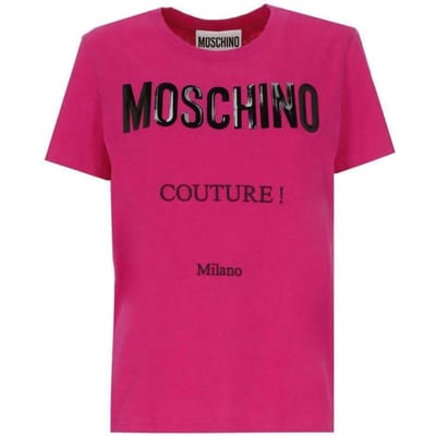Moschino Couture Gloss Logo Fuxia T-shirt