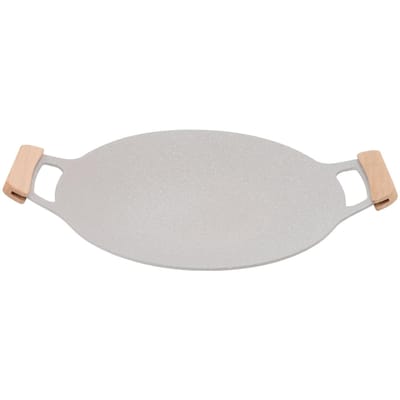 Poêle à griller coréenne d'intérieur et d'extérieur, plaque de barbecue antiadhésive en aluminium avec poignées pour cuisinière à gaz 34cm / 13.4in