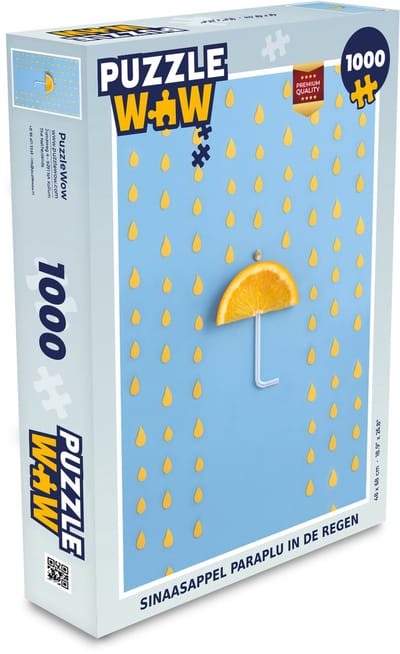 Puzzel Sinaasappel paraplu in de regen - Legpuzzel - Puzzel 1000 stukjes volwassenen