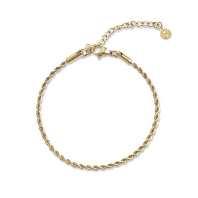Amberz - Koordarmband dames – gedraaide gevuld armband goud kleurig - 2mm Pax