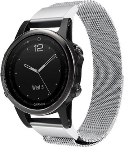 Stalen bandje milanees geschikt voor Garmin Fenix 9 (43mm) / 9 Pro (43mm) 8 - 43mm / Fenix 7s (Pro - Solar - Sapphire Solar) / Fenix 6s (Pro - Sapphire) / Fenix 5s (Plus - Sapphire) / Epix Pro (Gen 2) 42mm / Instinct 2s - E - Zilver