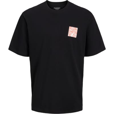 Jack & Jones - Heren Tee SS Canon Wide Fit Tee - Zwart - Maat XL