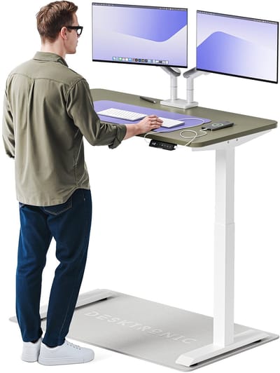 Desktronic HomeOne Zit-sta Bureau Elektrisch In Hoogte Verstelbaar, 120x60 cm Wit/Groente, Stille Dubbele Motor, Hoogte 72-119cm