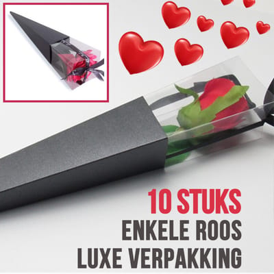 Allernieuwste 10 STUKS Luxe ROOS Verpakkingen ZWART - Valentijn Rozen Gift - Enkele Roos Display Doos - 40 x 7 cm - Zwart