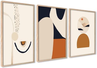 Posterset met Lijsten - Wanddecoratie Set - Woonkamer Inrichten - Set van Drie - 50x70cm - Beige Bruin
