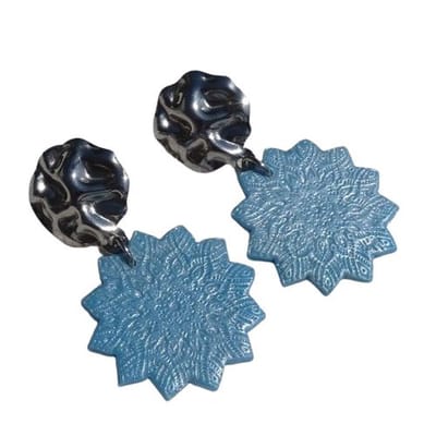 2 Love it Mandala Azuur - Oorbellen - Polymeerklei - Stainless steel - Afmeting - 5 x 3 cm - Lichtgewicht - Blauw