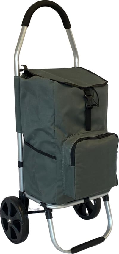 Dreamble® | Luxe Boodschappentrolley | Boodschappenwagen | Groen | Extra Hoog (103cm) en groot (50 Liter) | Koelvak met rits | 2 ophanghaken | Extra grote wielen | Steekwagenfunctie | Opvouwbaar | Lichtgewicht | 4 extra vakken | Waterdichte Dikke Tas