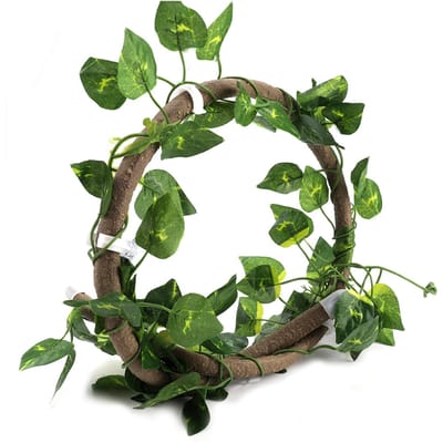 Branche d'escalade flexible pour reptiles, jungle, 1 m, rotin, 1 pièce(Rotin de 3,28 pieds + feuilles de Scindapsus)