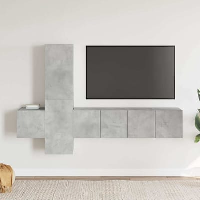 vidaXL - 5-delige - Tv-meubelset - bewerkt - hout - betongrijs