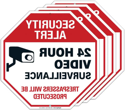 Bewegwijzering Camera Bewaking - Waarschuwingsbord - Binnen en Buiten - Roestvrij Aluminium - 12x12 Inch - Zwart