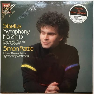 LP Plaat JEAN SIBELIUS, SIR SIMON RATTLE - C - Symfonie nr. 2 inch Diep ? Scène Met Cr DS38169 Angel Records 1984 Duitsland Obi Klassiek Gebruikt black