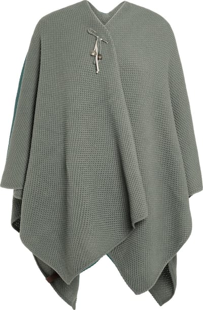 Knit Factory Jazz Gebreid Omslagvest - Dames Poncho - Wikkelvest - Gebreide groene poncho - Gebreide mantel - Winter poncho - Dames cape - One Size - Urban Green