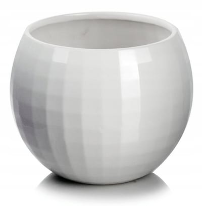 Keramieken Pot 16cm - Wit met Geel & Gouden Accenten
