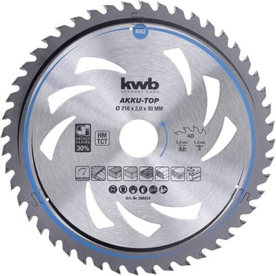 kwb 588254 Hardmetaal-cirkelzaagblad 216 x 30 x 1.3 mm Aantal tanden: 48 1 stuk(s)