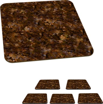 Onderzetters voor glazen - Bruin - Graniet - Patronen - 10x10 cm - Glasonderzetters - 6 stuks