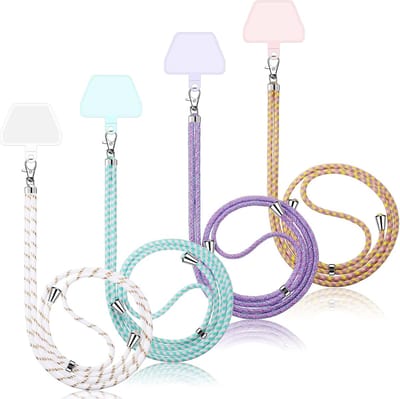 BOTC Telefoonkoorden - 4 stuks Crossbody telefoonband - Universele telefoonhalsband met patch - Antidiefstal - Felle kleurenserie