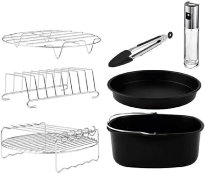Accessoireset voor heteluchtfriteuse 8-delig anti-aanbaklaag