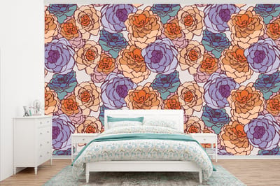 Behang - Fotobehang Patroon - Bloem - Art Nouveau - Breedte 345 cm x hoogte 220 cm
