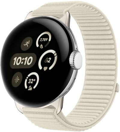 Strap-it Nylon 'Wave' bandje geschikt voor Google Pixel Watch 5 (45 mm) / 4 (45 mm) / 3 (45 mm) - Sterrenlicht