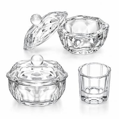 Guardian Beauty Dappendish Jar - Ronde - Nagelkunst Kristallen Glazen Kom met Deksel - Voor het Mengen van Acrylpoeder en Monomeer + Glazen Dappendish