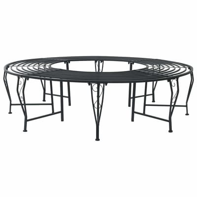 vidaXL - Boom - Bank - 8-Aantal - zitplaatsen - Ø - 160 - x - 44 - cm - Staal - Zwart - Rond