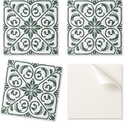 Set zelfklevende vinyltegels, bloemenpatroon met ornamenten, 20x20x20 cm