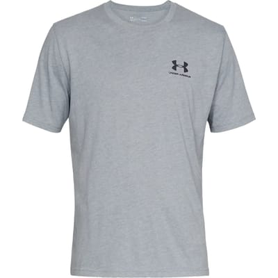 Under Armour UA M SPORTSTYLE LC SS-GRY Heren Sportshirt - Steel Light Heather - Zwart