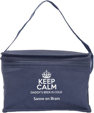 Gepersonaliseerde vaderdag sixpack koeltas - gepersonaliseerd met namen kind/kinderen - donker blauw - koeltas