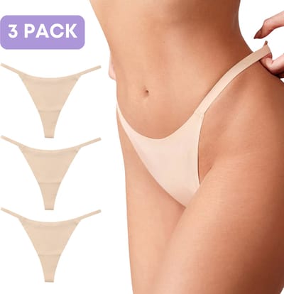 Naadloze string voor Dames - Beige - Nude - Maat S - Set van 3 - Ultrazacht - Brazilian slip - string - Naadloos ondergoed dames - Seamless ondergoed dames - Invisible string - thong