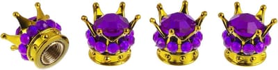 Decoratieve Ventieldopjes voor Auto en Truck - 4 Stuks - Stofdoppen in Goud en Paars - 15mm Maat