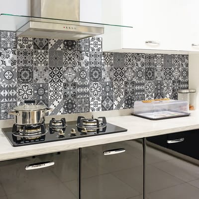 Zelfklevende tegelmuurstickers voor keuken en badkamer - 24 Geomeno Azulejo tegelstickers - 24 stickers 20x20cm
