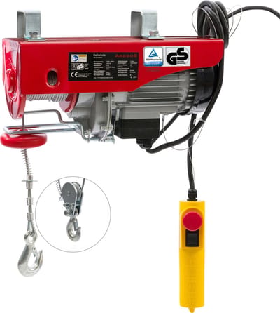 AREBOS elektrische takel lier - 400/800 kg - 1300W - voor werkplaats