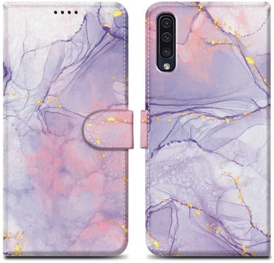 Cadorabo Hoesje geschikt voor Samsung Galaxy A50 4G / A50s / A30s - Design Roze Paars Marmer No. 5 - Beschermhoes Case Cover met magnetische sluiting, standaardfunctie en kaartvakje
