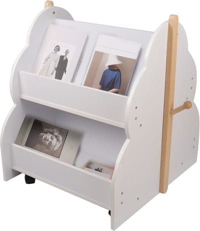 PIPIPOXER-Kinderboekenkast op wielen, 2 niveaus, speelgoedkast, opbergplank voor kinderen, 50×54×61cm