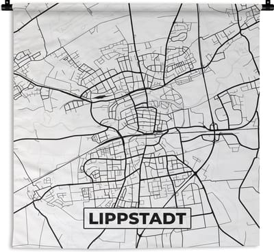 Wandkleed - Wanddoek - Plattegrond - Lippstadt - Kaart - Stadskaart - 180x180 cm - Wandtapijt