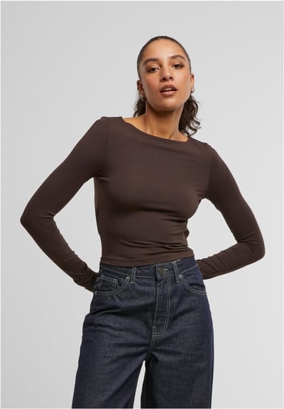 Urban Classics - Slim Fit Longsleeve top - XS - Bruin