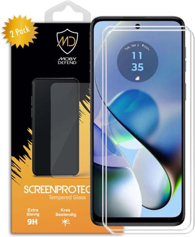 2-Pack MobyDefend Screenprotectors - Geschikt voor Motorola Moto G54 - Case-Friendly Screensaver - Gehard Glas