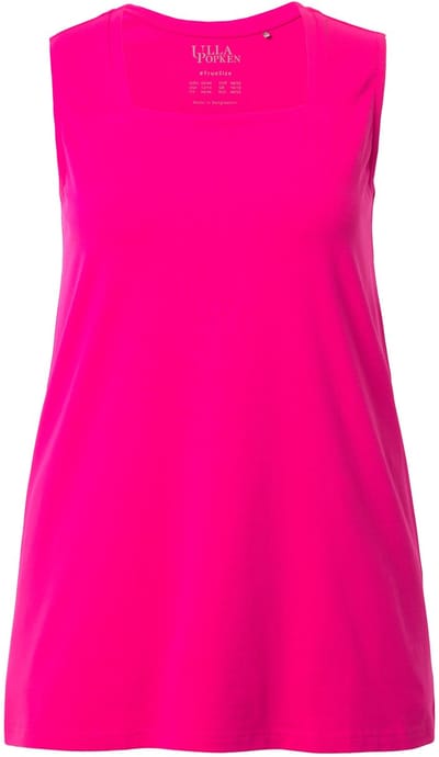Ulla Popken - Dames - Longtop classic fit carréhals mouwloos - Magenta roze - Maat 42+